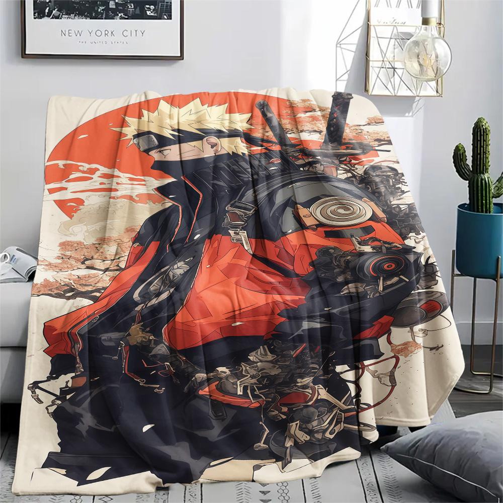 1PC Naruto Cloud Power Patterned Flannel Blanket Suitable For All Seasons For Home Decor Warmth And Comfort Gifts Holiday Present