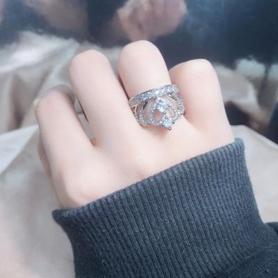 Modeschmuck Silberring Europäischer und Amerikanischer Kreativer Handschmuck Diamantkrone Zirkonring für Frauen