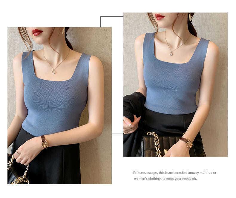 Women's Summer Korean Style Ice Silk Cami - Trendy, Versatile Solid Color Shirt