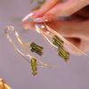2022 Versatile Green Bamboo Tassel Drop Earrings for Women