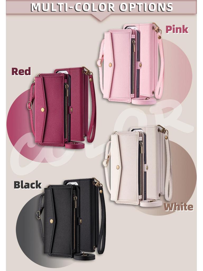 Samsung S24 Ultra Flip Leather Crossbody Phone Case & Protective Cover for S24 Plus