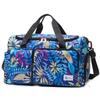 Oxford Fabric Travel Duffel Bag with Leaf Print Multiple Pockets Waterproof Gym Weekender Bag