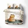 Cartoon Animal Capybara Motif Bed Linen,Microfibre Bedding Sets, Children's Bed Linen with Zip Room Decor  Duvet Cover