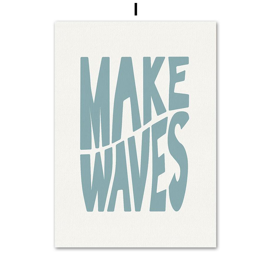 Blue Ocean Beach Sea Waves Palm Tree Surfboard Wall Art Canvas Painting Posters And Prints Wall Pictures For Living Room Decor