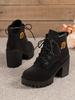 Fashion Women Retro Round Toe Chunky Heels Ankle Boots Autumn New High Heels Shoes Woman Lace Up Platform Short Booties Big Size 42