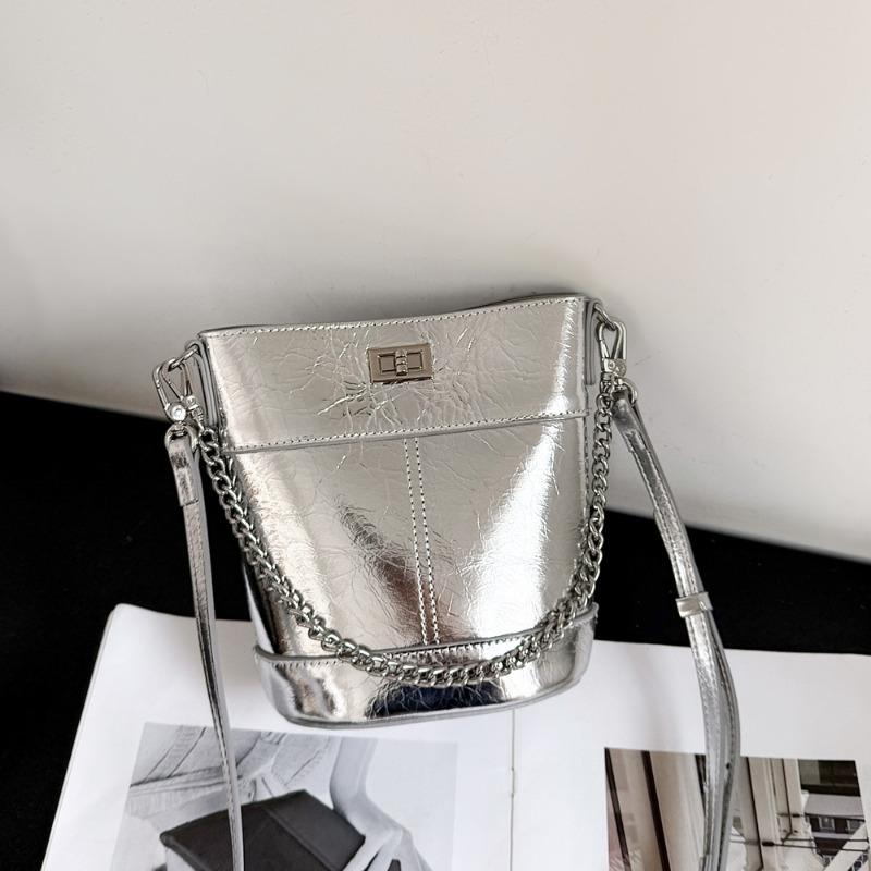 Retro Ketten-Eimer Tasche Echte Leder Damen Tasche Vielseitige Einzel-Schulter Crossbody Tasche