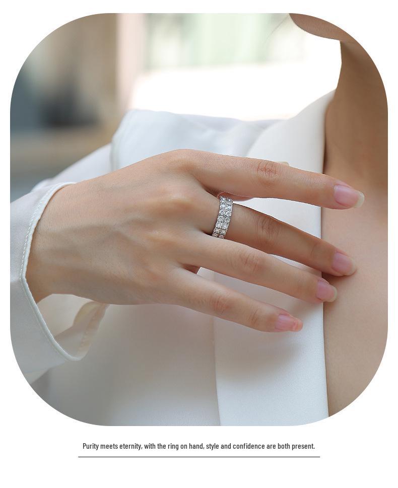 Moissanite S925 Sterling Silver Light Luxury Women's Multi-layer Ring with Niche Design (Non-fading)