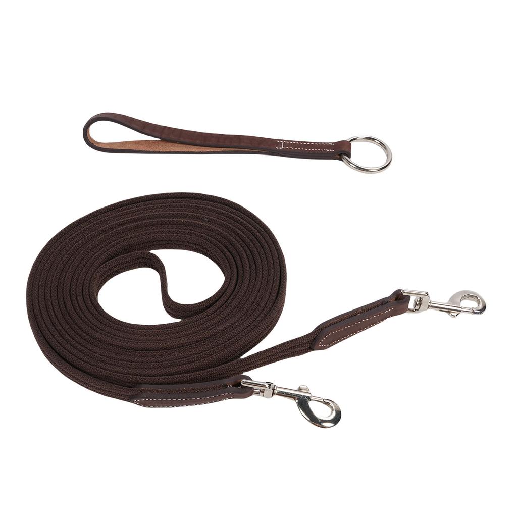 Horse Lunge Line with Rotating Snap Buckle Cowhide Webbing Comfortable Grip Long Horse Training Rope for Daily Training