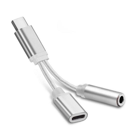 2 in 1 Type-c to 3.5mm Earphone Audio Jack Charging Cable Converter Adapter