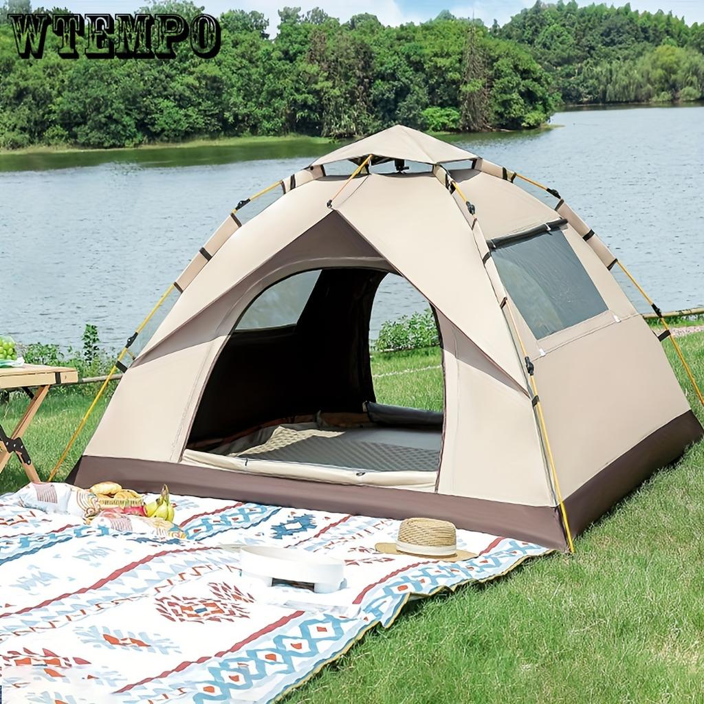 4 Person Automatic Quick Opening Tent with UV Protection and Thermal Blanket for Beach, Fishing, Hiking, Hunting