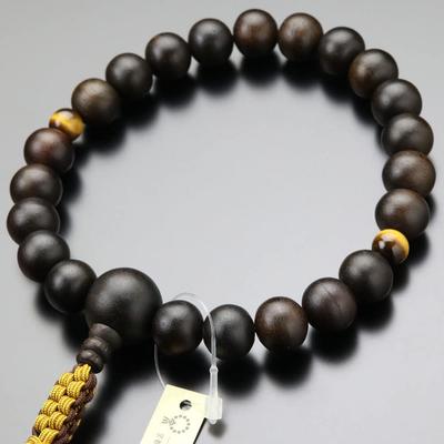 Jodo Shinshu Prayer Beads for Men 22 Beads Striped Ebony 2 Heaven Tiger Eye Stone String Tassel Prayer Beads Kyoto Prayer Beads Buddhist Fixtures