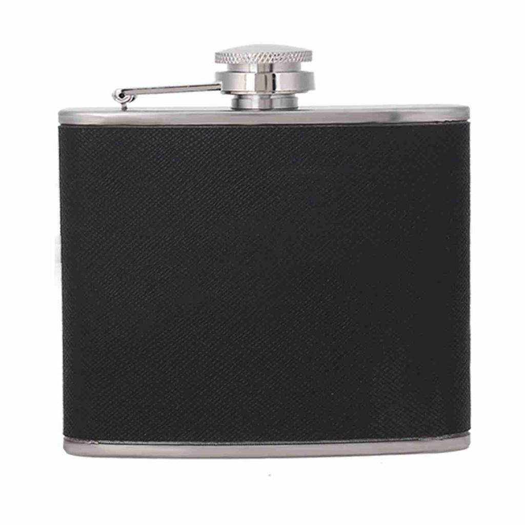 Tragbare Edelstahl Wein Whiskey Flasche Elegante Leder Hüftflasche Alkoholflasche 5oz 150mL