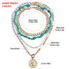 European and American Bohemian geometric imitation pearl beaded necklace creative turquoise mixed and matched metal chain necklace set