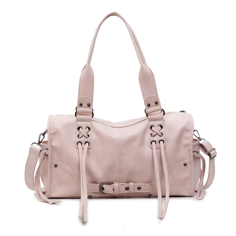 

Retro Women s Motorcycle Handbag Brand Tassel Design High-end Shoulder Pillow Bag Trendy Large Capacity Underarm Bag Women s Bag 37x10x21xcm рожевий