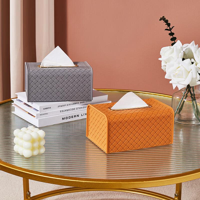 QUANGE Woven Leather Grain Tissue Box