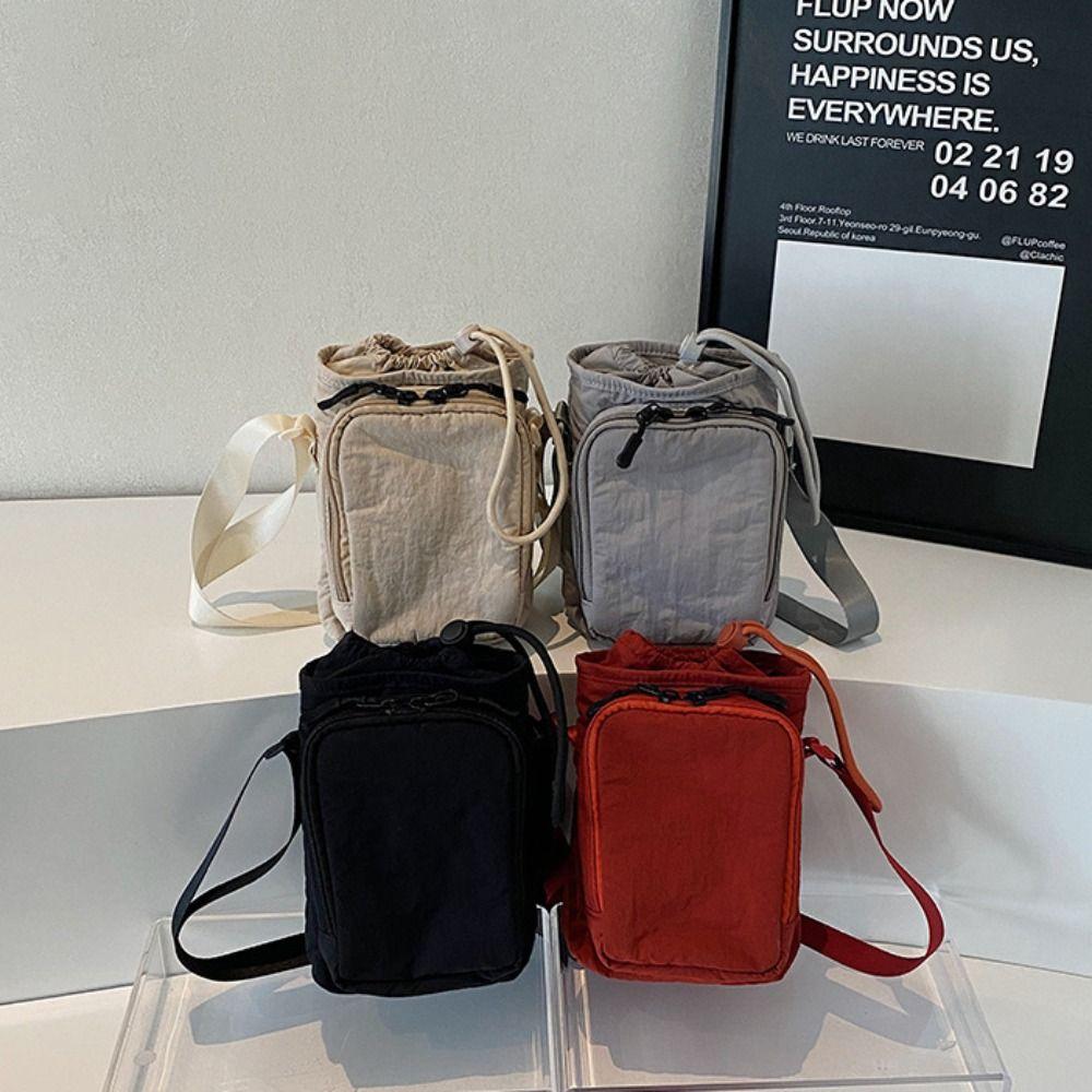 

Drawstring Shoulder Water Bottle Bag Canvas Water Cup Bag Girls Birthday Gifts сірий