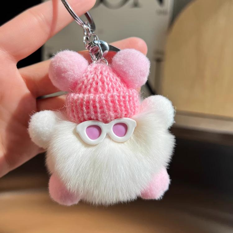 Cute Rex Rabbit Hair Small Coal Ball Bag Pendant School Bag Ugly Thing Doll Pendant Cartoon Doll Car Keychain