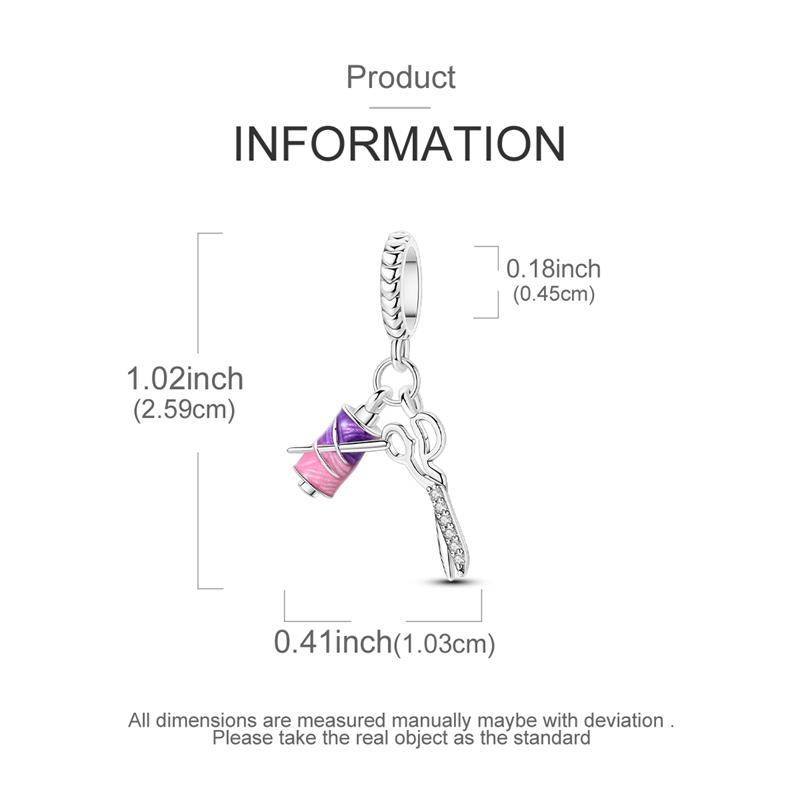 Charms Original Copper Scissors Spool Handmade Life Pendant Beads Fit Bracelet Women Jewelry Diy Gift Accessory