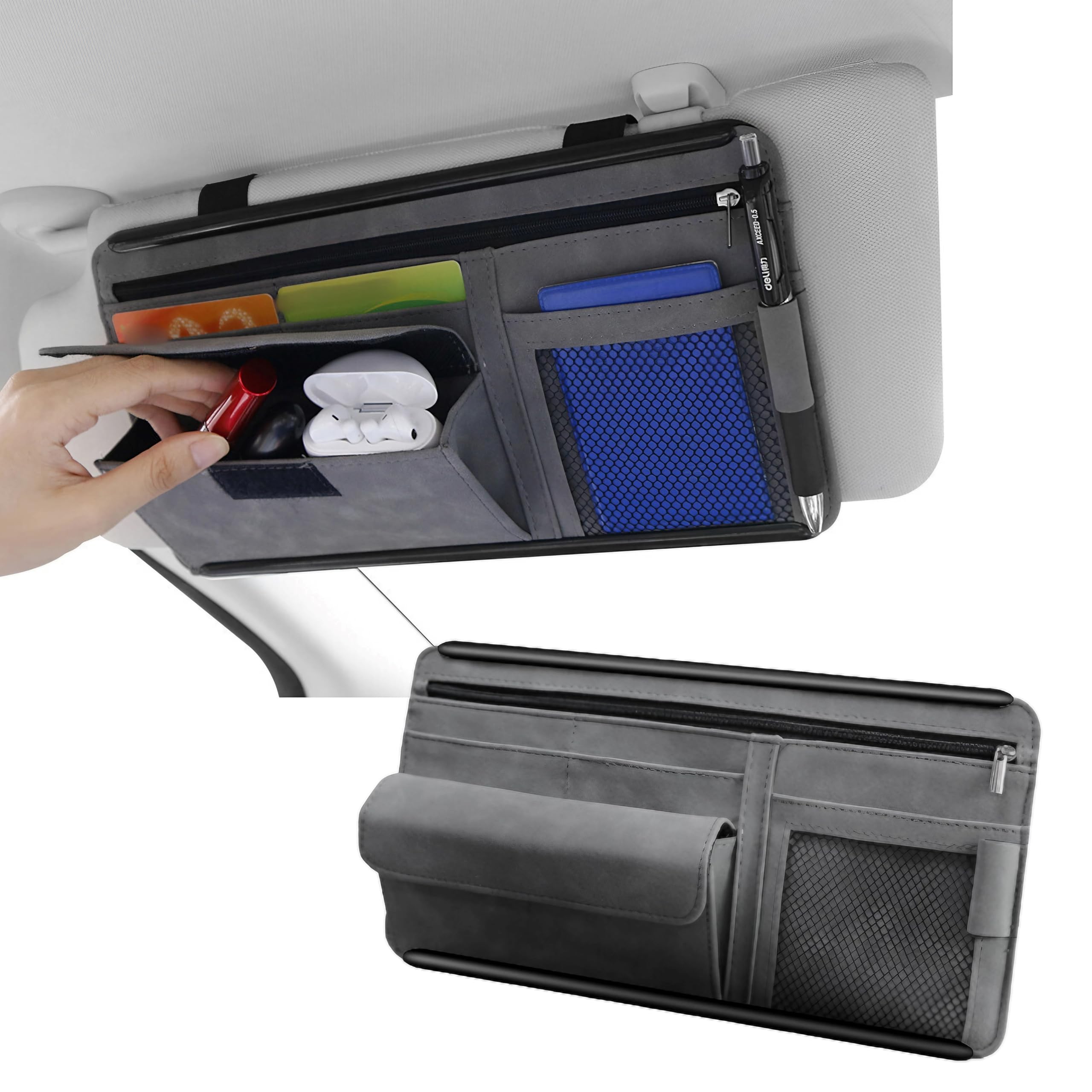 

Карман для солнцезащитного козырька East Leaf для автомобильных солнцезащитных очков, карточек, мелких предметов, удобный автомобильный серый держатель, хранение, хранение, предмет, принадлежности, серый