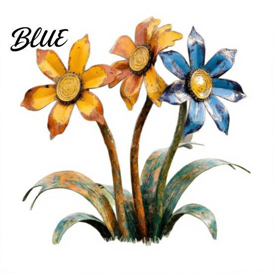 Rustic Flower Pot Art Decorative Garden Handcrafted Stake Accessory Metal Vintage Yard Outdoor Plant for Pathway Lawn Patio Planter