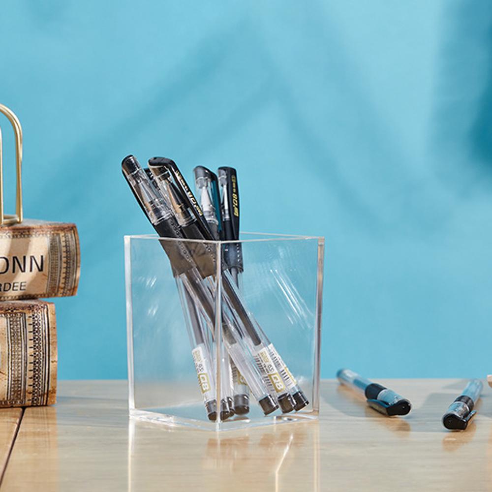 Suport acrilic transparent pentru pix Tub de depozitare oală pentru creion Diy drăguță masă cadou Articole de birou Gadget-uri de machiaj Suport creion perie