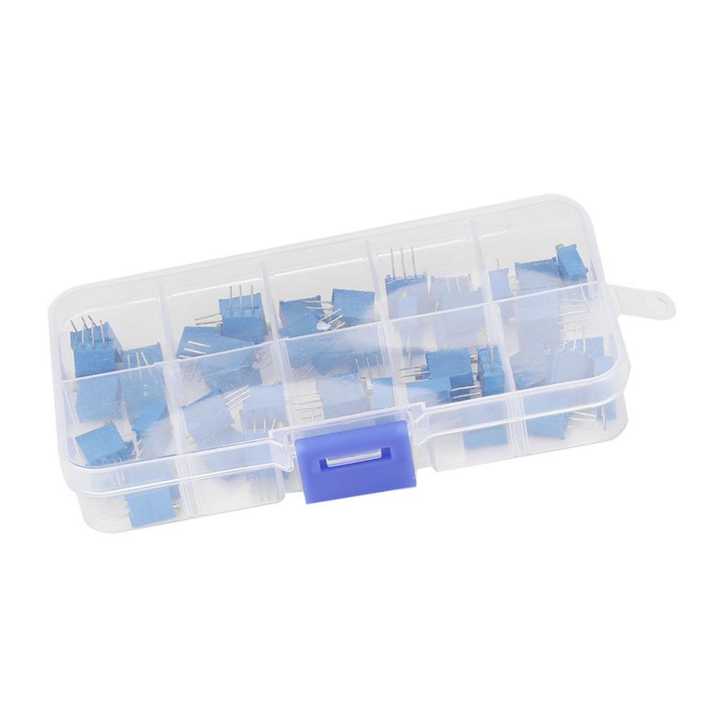 50PCS Blue Trimmer Pot 3296W Electronic Component Adjustable Variable Resistor  Circuit Adjustments