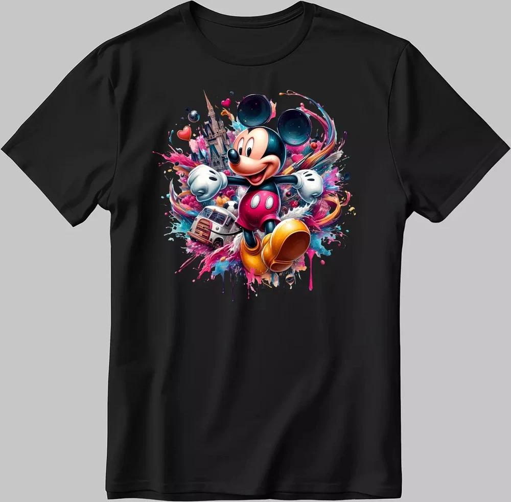Mouse Black TShirt Colorful Art Graphic Tee S