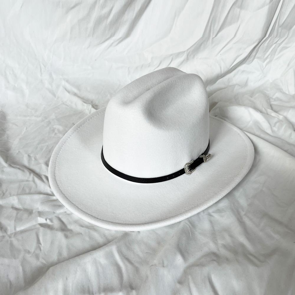 

New Vintage Western Cowboy Hat For Men s Gentleman Lady Jazz Cowgirl With Leather Wide Brim Cloche Church Sombrero Hombre Caps 57-59CM белый