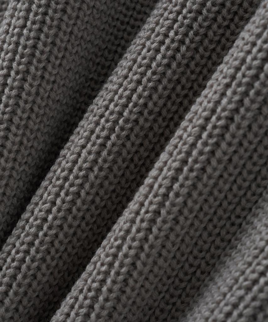 BLOND9 Half Zip Rib Knit Top_Gray