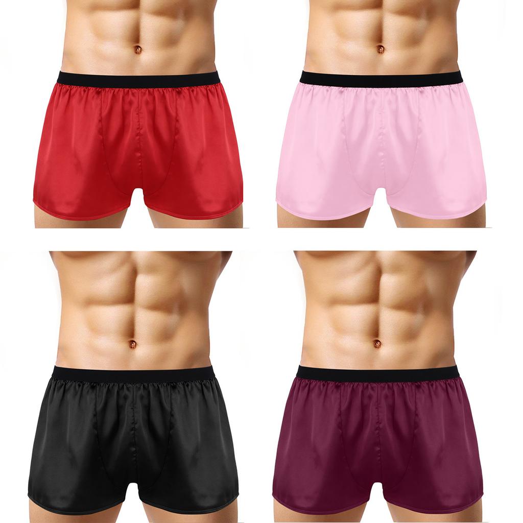 Men's Silky Satin Boxer Shorts Summer Sports Short Pants Bottoms Underwear Swimwear