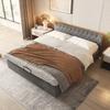 Velvet Upholstered Bed, 180*200cm, Buttoned Headboard, Double Bed, Hydraulic Bed with Storage, Slatted Frame, Gray[OLD SKU:29775960AAH]