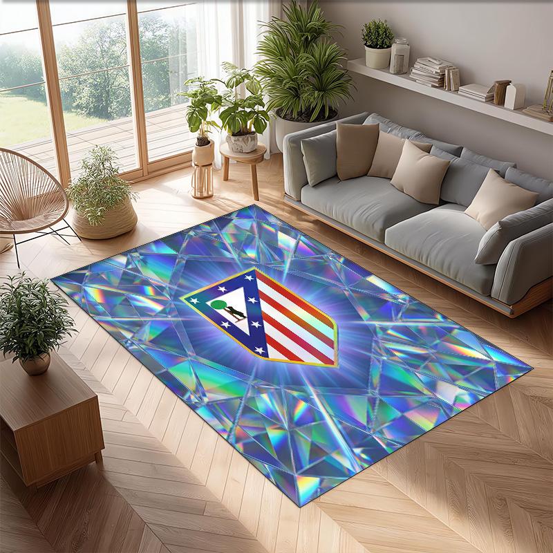Atletico Madrid Printed Flannel Area Rug Non Slip Soft Polyester Floor Carpet Indoor Decor Mat for Bedroom Living Room Sofa Game Room Home Decoration