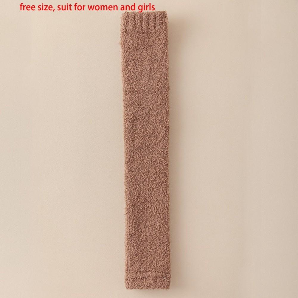 New Thick Long Tube Socks Over Knee Coral Fleece Knee Sleeves Comfortable Warm Leg Pads Autumn Winter