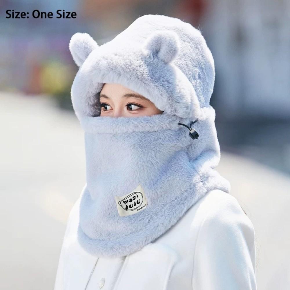 Fashion Windproof Balaclava Hat Warm Cute Bear Ear Protection Cap Cold Proof Pullover Hats Winter
