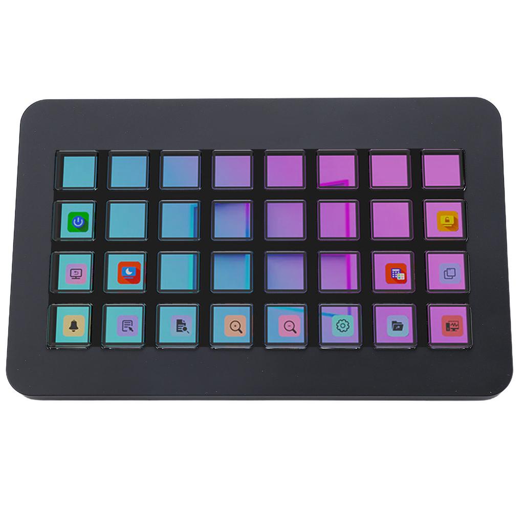Stream Control Deck 32 LCD Keys Programmable Studio Controller Macro Keyboard for PC Live Streaming Black