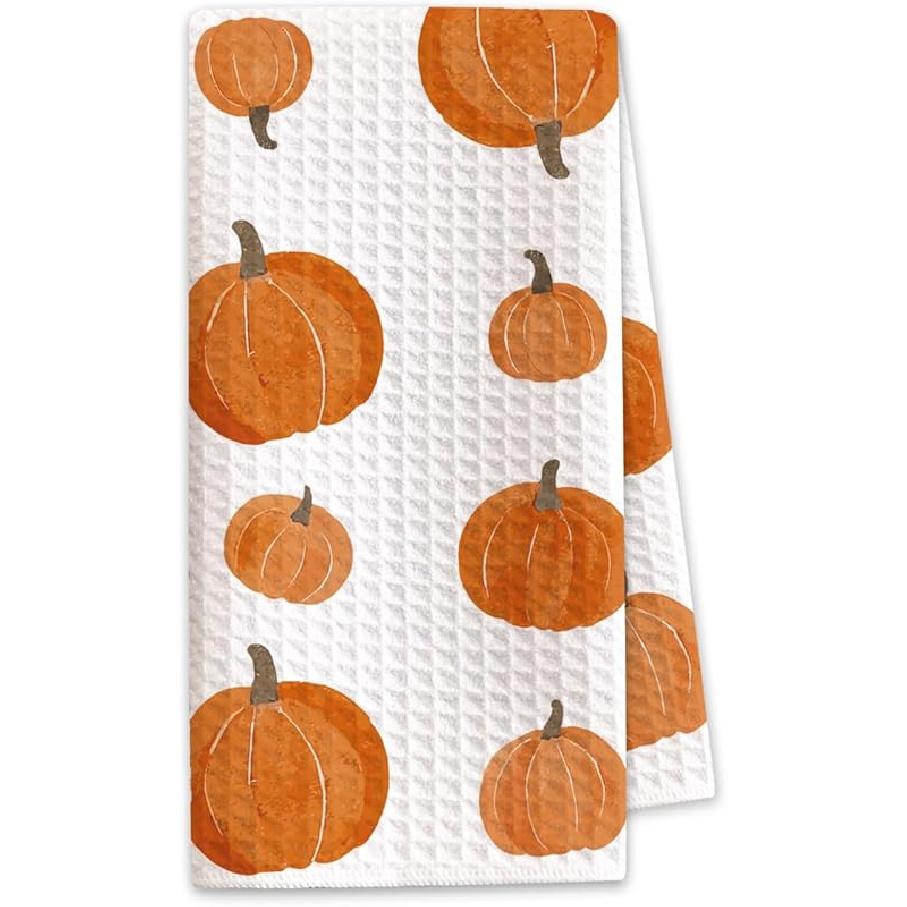1PCS Thanksgiving Pumpkin Decor Hand Towels for Gifts Women,Farmhouse Watercolors Pumpkin Fall Kitchen Tea Towels and Dishcloths,Anthropology Autumn