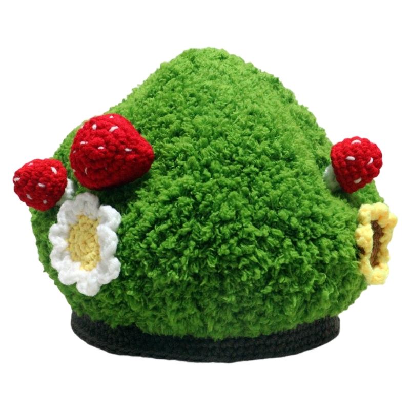 

Knitted Mushroom Beret Hat For Halloween Cosplay Event Soft Acrylic Yarn Crochet Hat for Adult Women Various Occasion 1