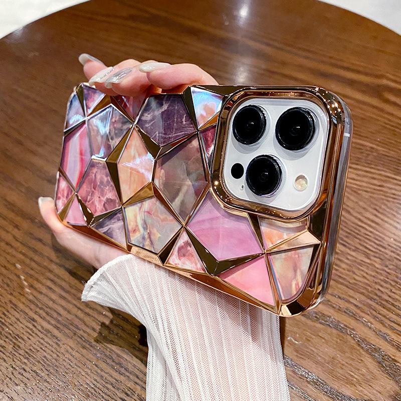Applicable To Apple 16 Mobile Phone Case Electroplated Marble Iphone15Promax Protective Case Silicone 14 Luxury