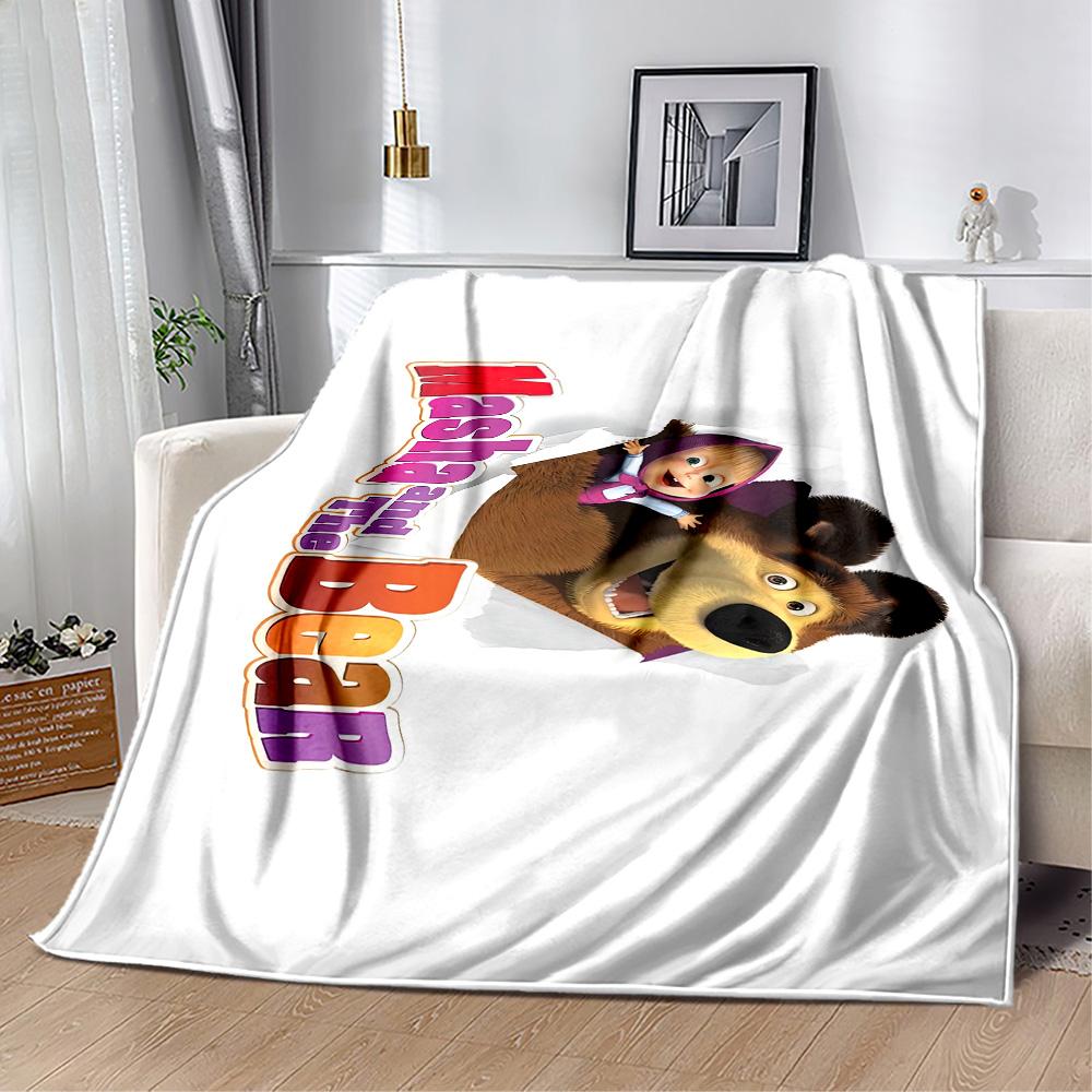 Masha Bear Blanket Comfortable Perfect for Office Picnics Seaside All-Season Use Warmthful Decor Birthday Christmas Gift Blanket
