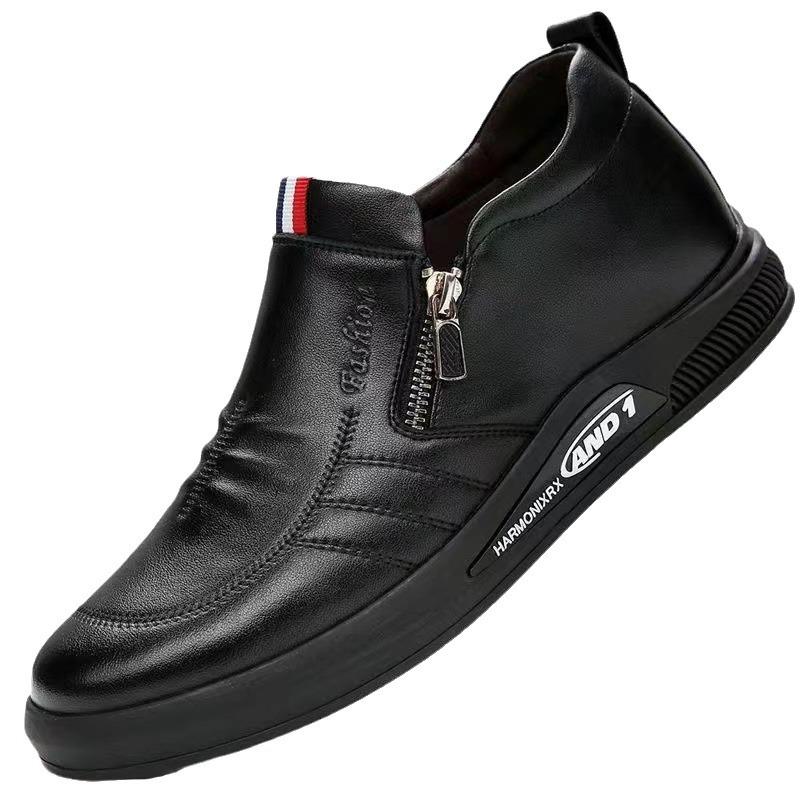 Men's leather shoes 2025 spring breathable trend casual shoes fashion business dress men's middle-aged large size shoes casual men's shoes
