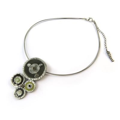 [E2471] - Gray 'Mimosas' Designer Necklace