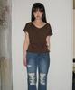 RONRON Drawstring Knot V Half Sleeve Knit Brown
