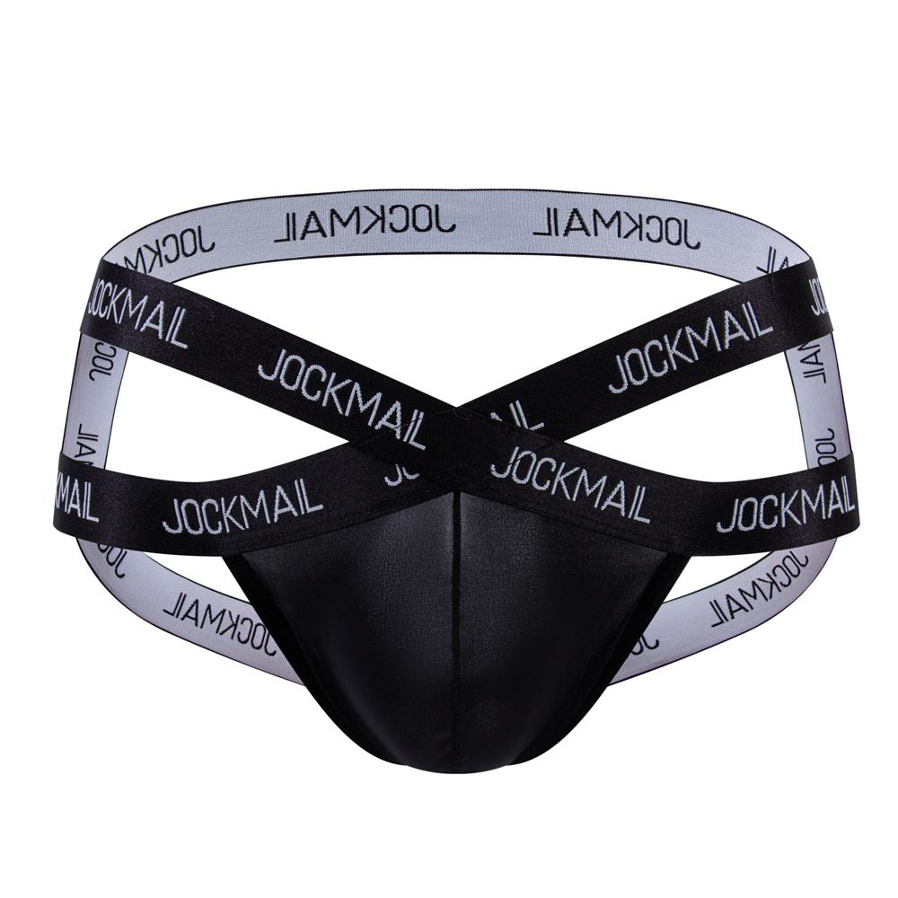 Jockstraps JOCKMAIL Sexy Cross Band mit Gummiband, Buchstabenaufdruck, einfarbig, Eisseide-Stoff, tägliche lässige Low-Rise Herren-Stringunterwäsche