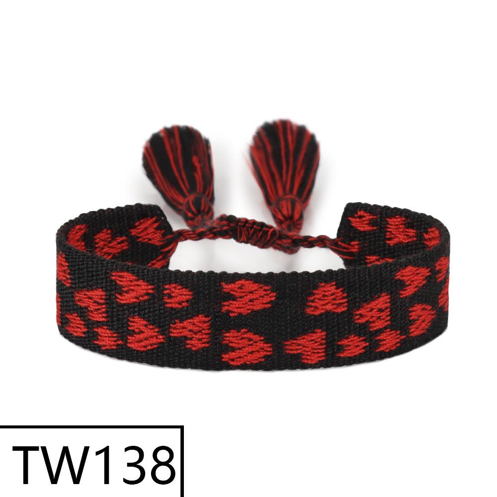 Handmade Bohemian Embroidered Logo Tassel Bracelet - Ethnic Style Friendship Band