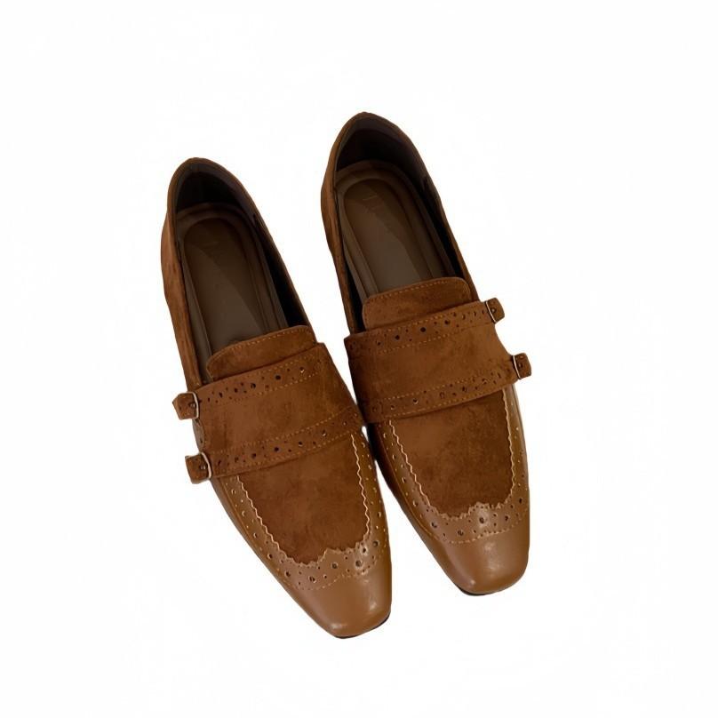 Square Head Inner Height Increase Plush Shoes Outer Wear Women's New Autumn New One-pedal Lazy Shoes Loafers Small Leather