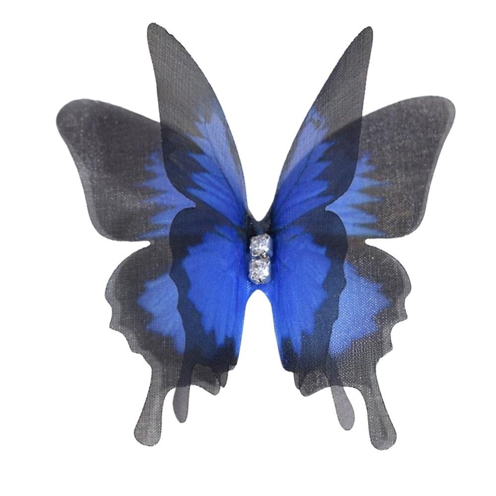 50Pcs Colorful Organza Fabric Butterfly Appliques Clothes Sewing Patch Bridal Hair Accessories синий
