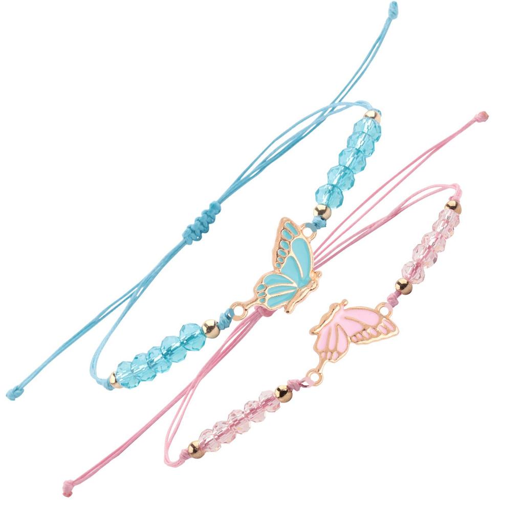 Couple Friendship Gift Set Flat Knot Weaving Adjustable Color Wax Rope Weaving Butterfly Bracelet