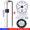 0-190 Ohm Fuel Float Sensor + Fuel Level Gauge 7 Color Light Auto Marine RV Boat Car 2" 52mm Fuel Tank Level Gauge 12V24V