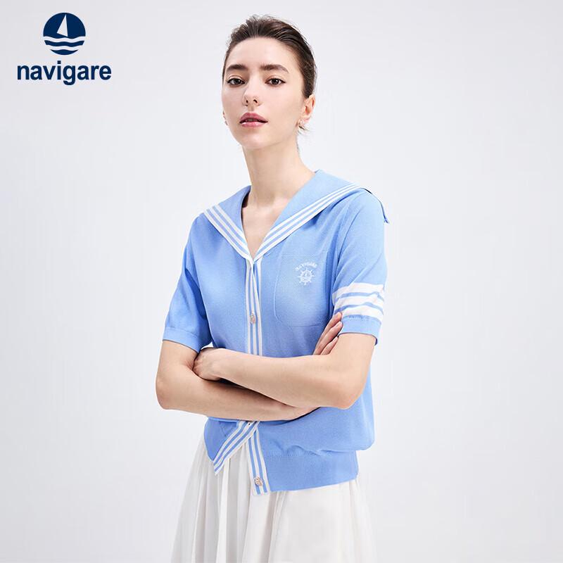 

Navigare Italy Women s Striped Sailor Collar Knitted Cardigan L