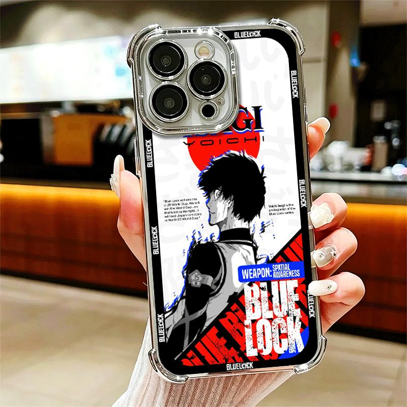 Anime Blue L-Lock Manga Soft Phone Case For iPhone 15 16 17 Air 14 Pro Max 16E Plus 13 12 Mini Plating Anti-Fall Fundas